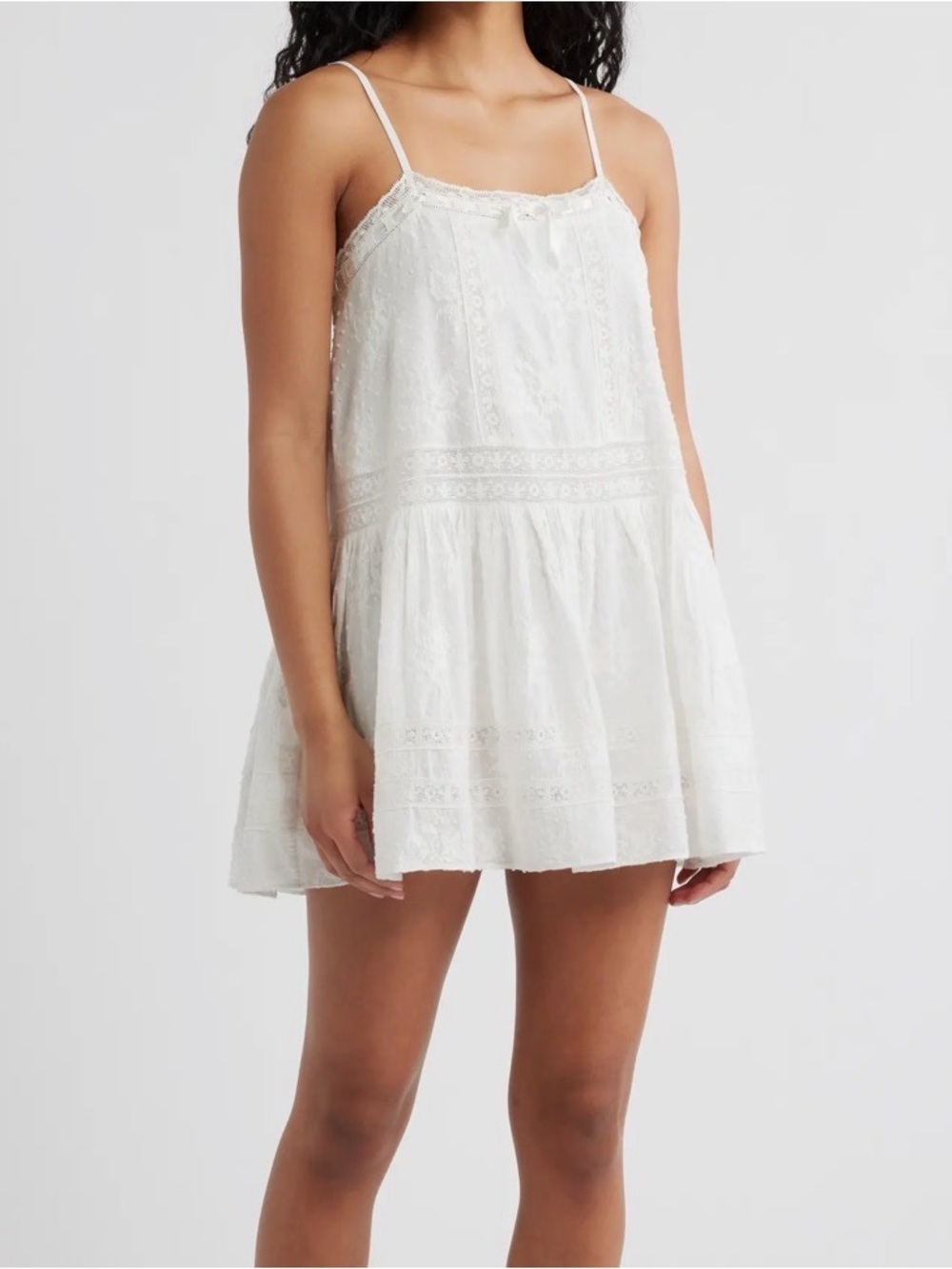 LoveShackFancy Vionett White Eyelet Mini Dress babydoll small $495